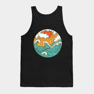 great wave sun illustration Tank Top